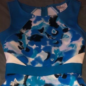 Blue and White Dress Flower Design